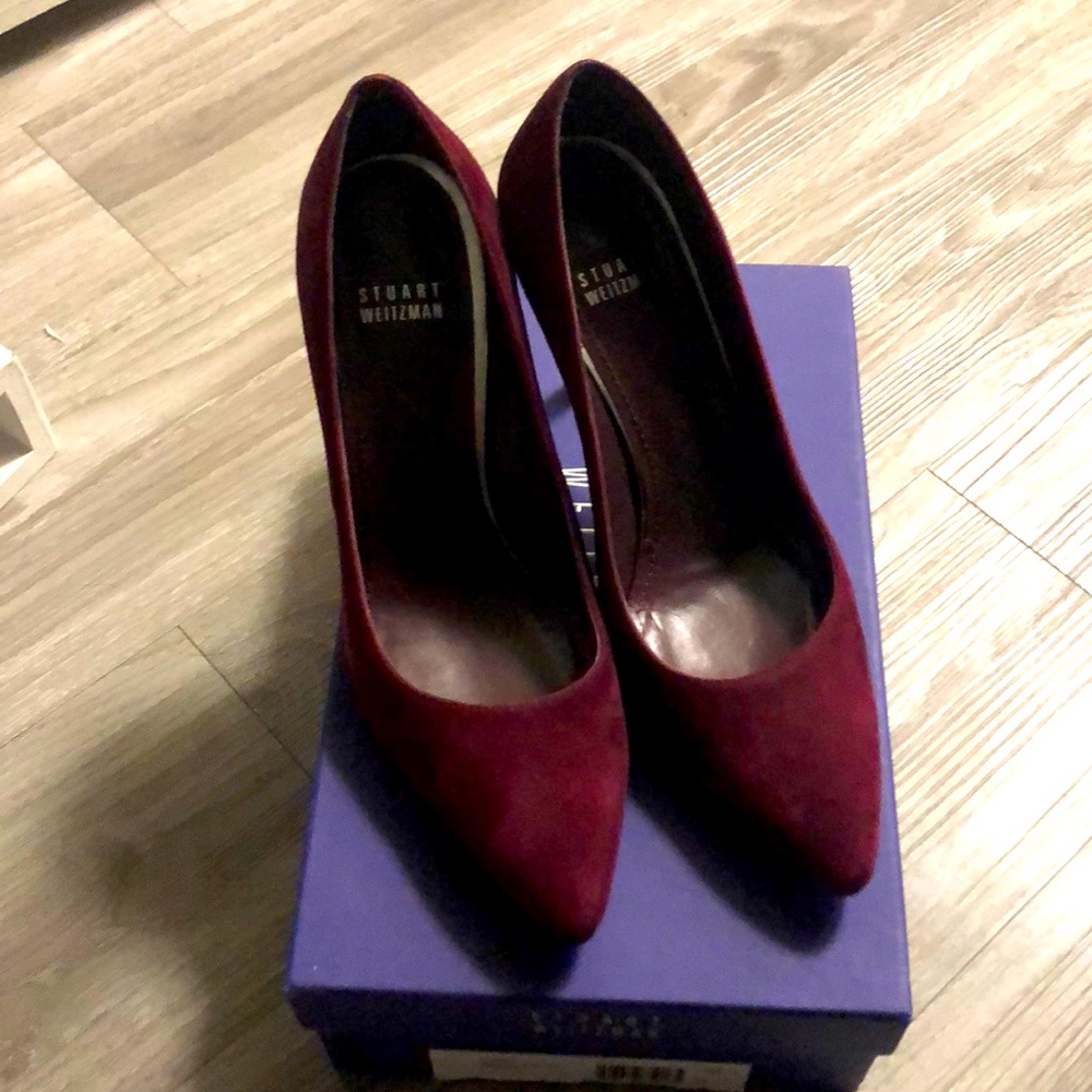 Stuart Weitzman power Bordeaux suede M8.0 shoes
